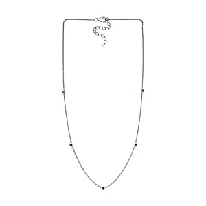 Luxuriant Lab Grown Red Diamond (IR) 0.35 ctw Firelight Station Necklace 20 Inches in Rhodium Over Sterling Silver