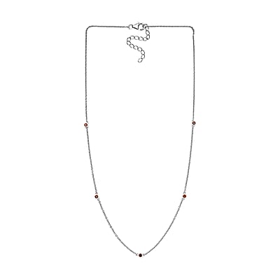 Luxuriant Lab Grown Red Diamond (IR) 0.35 ctw Firelight Station Necklace 20 Inches in Rhodium Over Sterling Silver