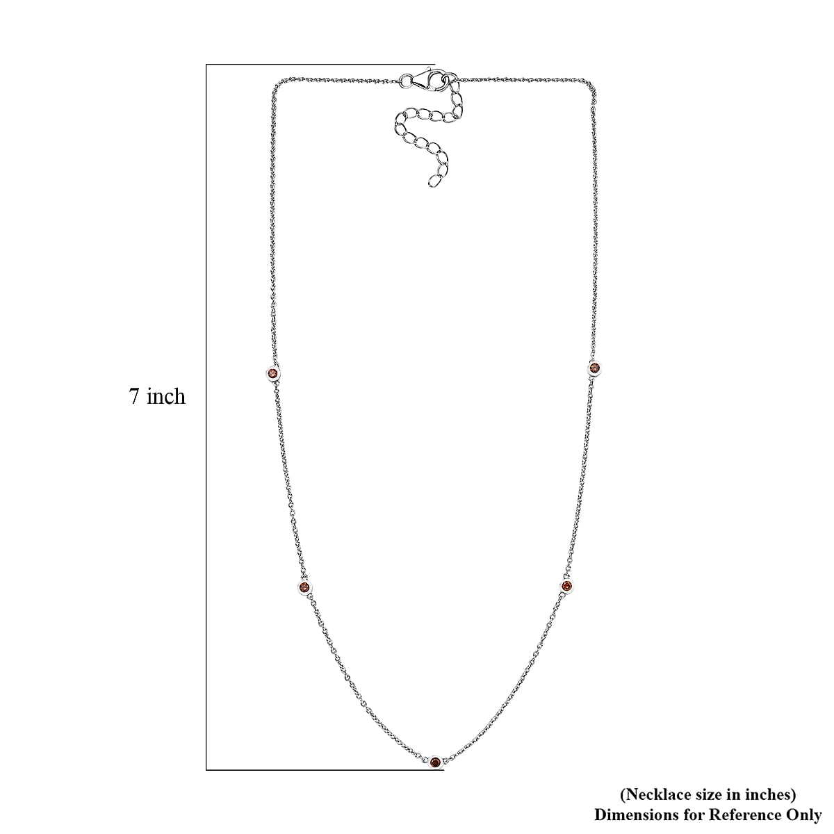 Luxuriant Lab Grown Red Diamond (IR) 0.35 ctw Firelight Station Necklace 20 Inches in Rhodium Over Sterling Silver image number 5