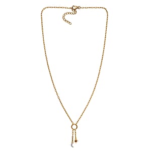 Luxuriant Lab Grown Red Diamond (IR) and Lab Grown Diamond (SI) 0.10 ctw Sun & Moon Necklace in 18K Vermeil Yellow Gold Over Sterling Silver 18-20 Inches