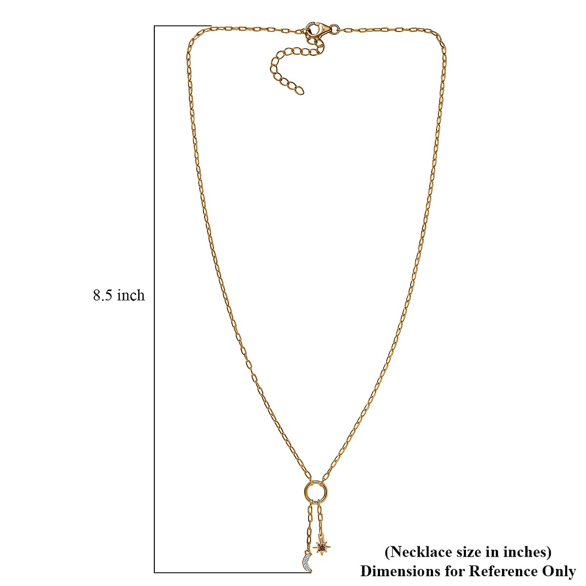 Luxuriant Lab Grown Red Diamond (IR) and Lab Grown Diamond (SI) 0.10 ctw Sun & Moon Necklace in 18K Vermeil Yellow Gold Over Sterling Silver 18-20 Inches image number 5