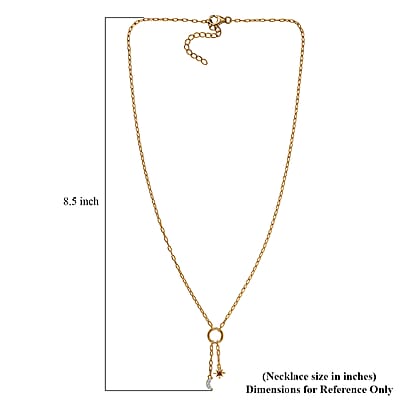 Luxuriant Lab Grown Red Diamond (IR) and Lab Grown Diamond (SI) 0.10 ctw Sun & Moon Necklace in 18K Vermeil Yellow Gold Over Sterling Silver 18-20 Inches