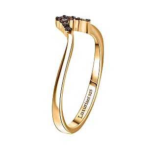 Luxuriant Lab Grown Red Diamond Band Ring in 18K Vermeil YG Over Sterling Silver 0.10 ctw (Size 8.0)