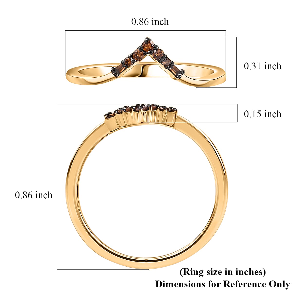 Luxuriant Lab Grown Red Diamond Band Ring in 18K Vermeil YG Over Sterling Silver 0.10 ctw (Size 8.0) image number 5