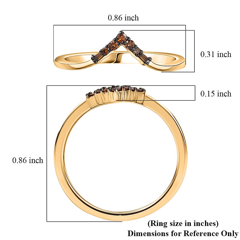 Luxuriant Lab Grown Red Diamond Band Ring in 18K Vermeil YG Over Sterling Silver 0.10 ctw (Size 8.0)