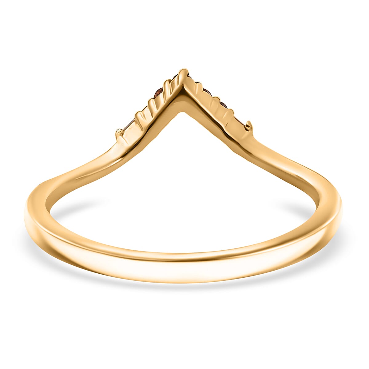 Luxuriant Lab Grown Red Diamond Band Ring in 18K Vermeil YG Over Sterling Silver 0.10 ctw (Size 9.0)