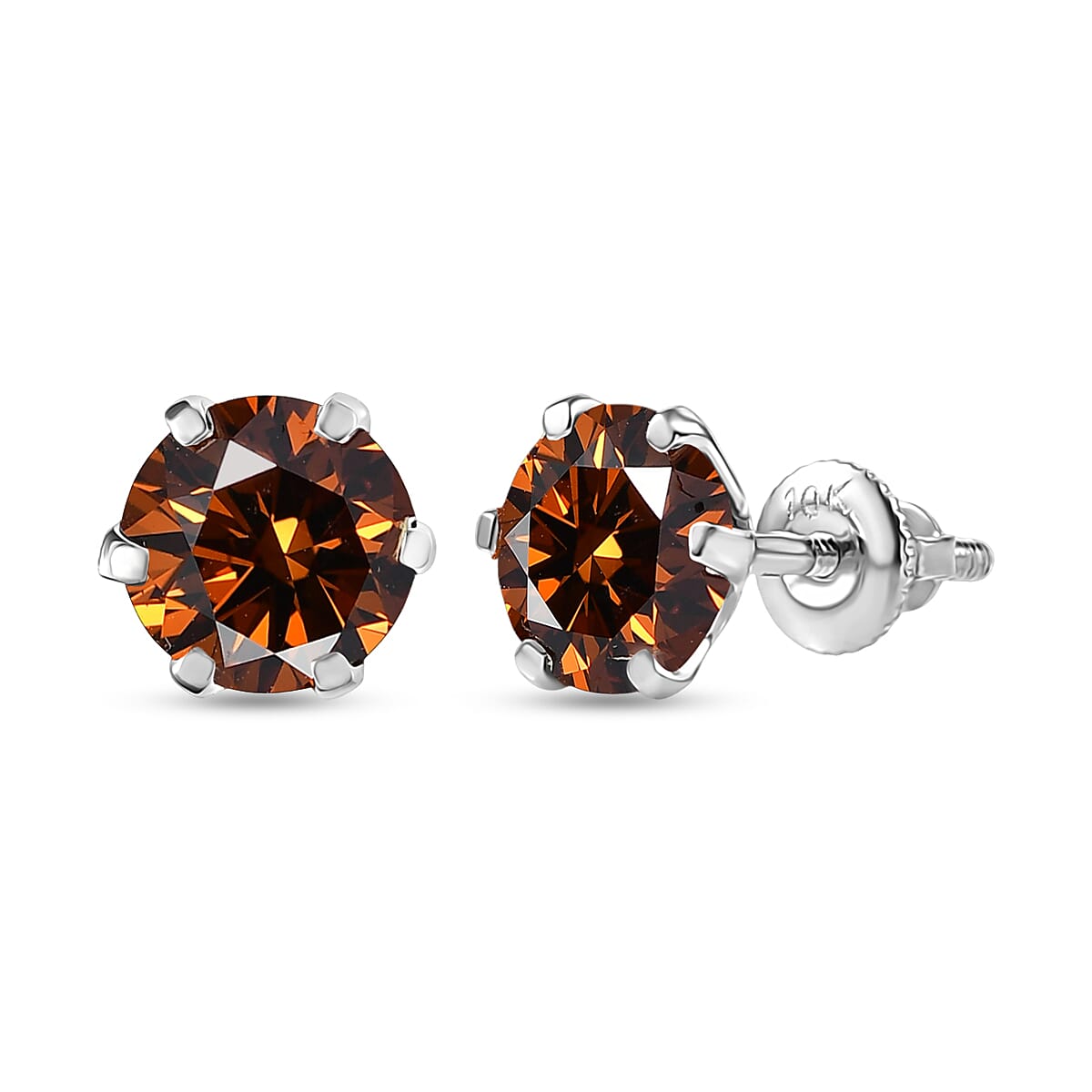 Luxuriant Lab Grown Red Diamond SI (IR) 2.00 ctw Rosetta Studs Earrings in 10K White Gold image number 0