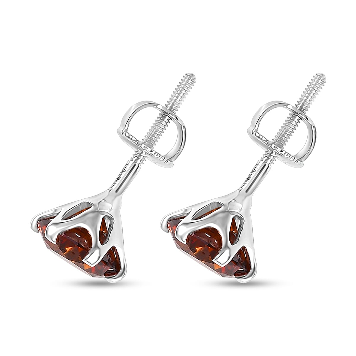 Luxuriant Lab Grown Red Diamond SI (IR) 2.00 ctw Rosetta Studs Earrings in 10K White Gold image number 3