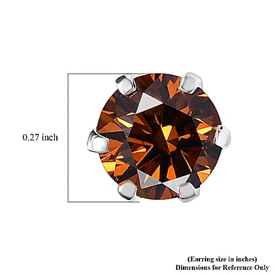 Luxuriant Lab Grown Red Diamond SI (IR) 2.00 ctw Rosetta Studs Earrings in 10K White Gold