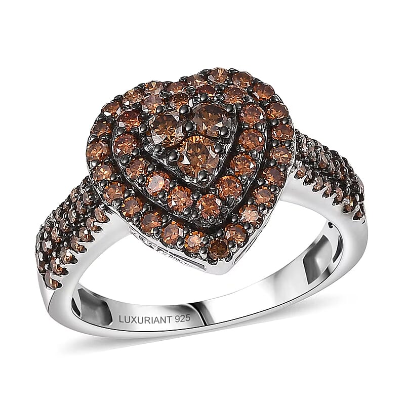 Luxuriant Lab Grown Red Diamond Promise Ring in Rhodium Over Sterling Silver 1.00 ctw (Size 10.0)
