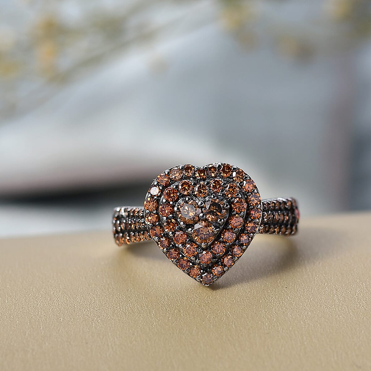 Luxuriant Lab Grown Red Diamond (IR) 1.00 ctw Scarlet Promise Ring in Rhodium Over Sterling Silver (Size 10.0) image number 1