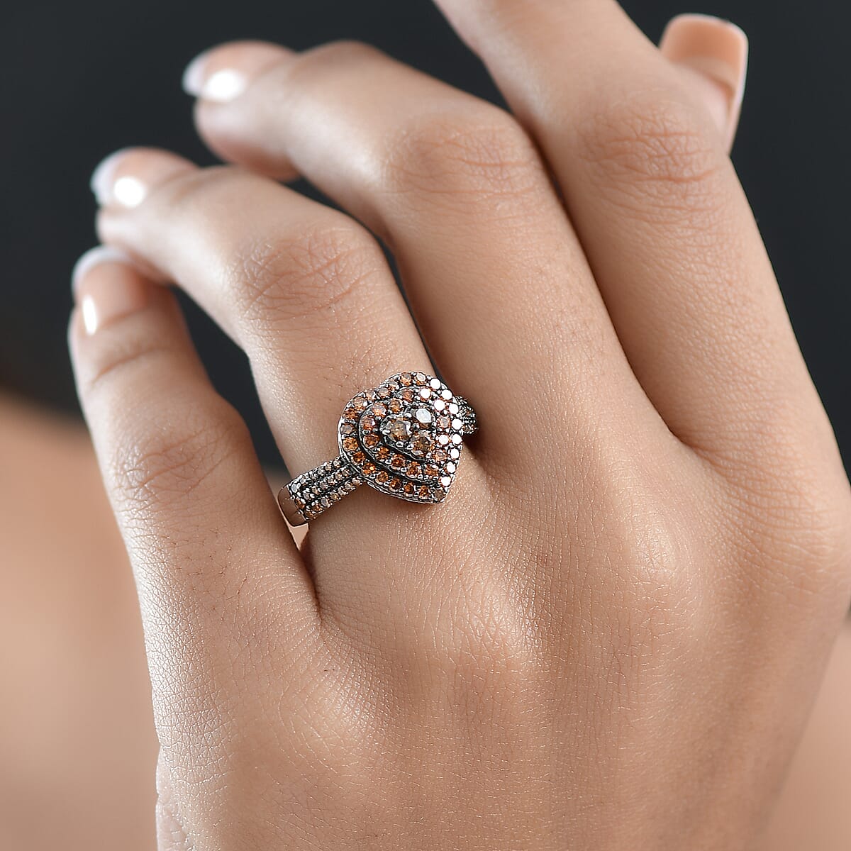 Luxuriant Lab Grown Red Diamond (IR) 1.00 ctw Scarlet Promise Ring in Rhodium Over Sterling Silver (Size 10.0) image number 2