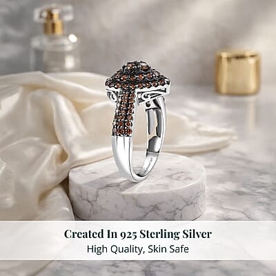 Luxuriant Lab Grown Red Diamond Promise Ring in Rhodium Over Sterling Silver 1.00 ctw (Size 10.0)