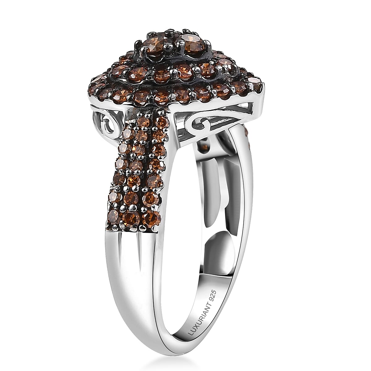 Luxuriant Lab Grown Red Diamond (IR) 1.00 ctw Scarlet Promise Ring in Rhodium Over Sterling Silver (Size 10.0) image number 3