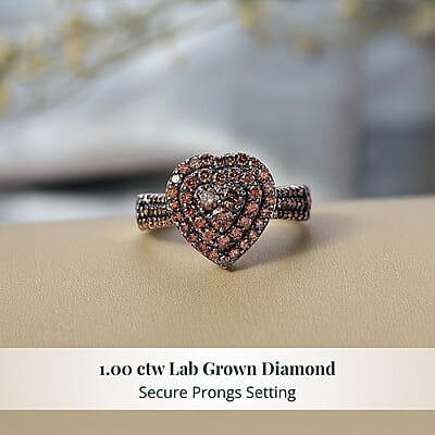 Luxuriant Lab Grown Red Diamond Promise Ring in Rhodium Over Sterling Silver 1.00 ctw (Size 10.0)