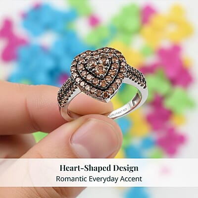 Luxuriant Lab Grown Red Diamond Promise Ring in Rhodium Over Sterling Silver 1.00 ctw (Size 10.0)