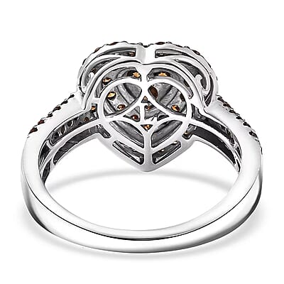 Luxuriant Lab Grown Red Diamond Promise Ring in Rhodium Over Sterling Silver 1.00 ctw (Size 10.0)