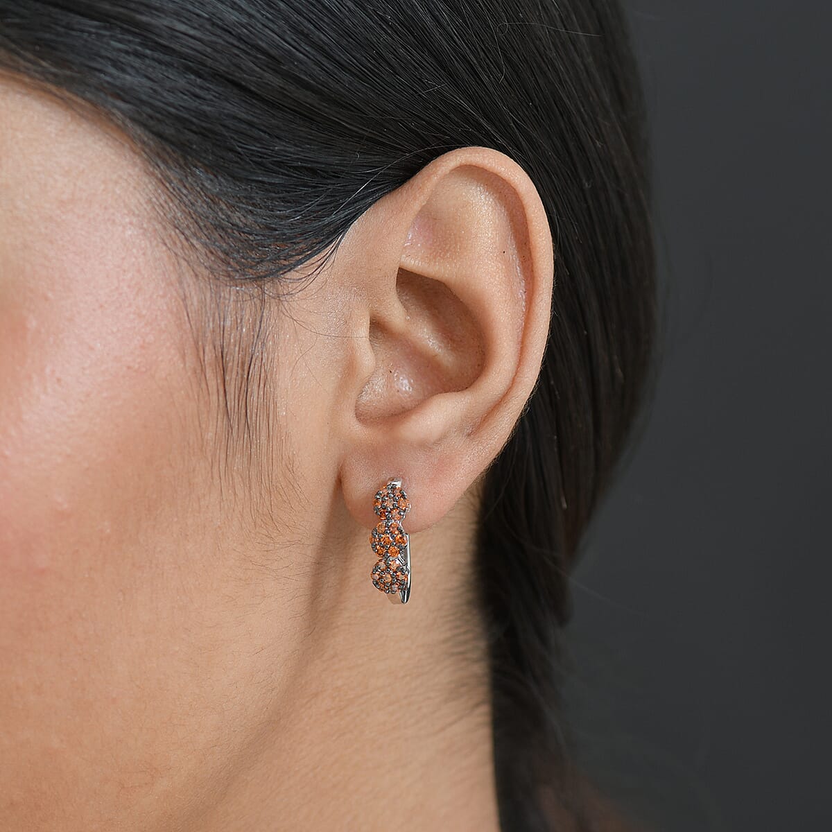 Luxuriant Lab Grown Red Diamond (IR) 1.00 ctw Crimson Bloom Line Earrings in Rhodium Over Sterling Silver image number 2