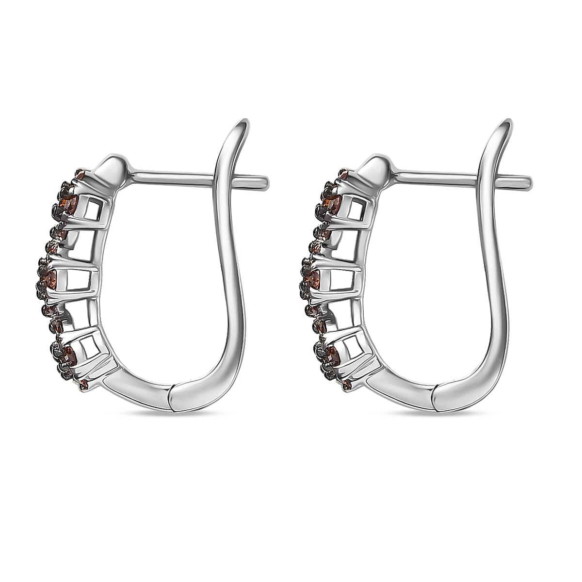 Luxuriant Lab Grown Red Diamond (IR) 1.00 ctw Crimson Bloom Line Earrings in Rhodium Over Sterling Silver image number 3