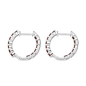 Luxuriant Lab Grown Red Diamond (IR) 1.90 ctw Scarlet Glow Hoop Earrings in Rhodium Over Sterling Silver 