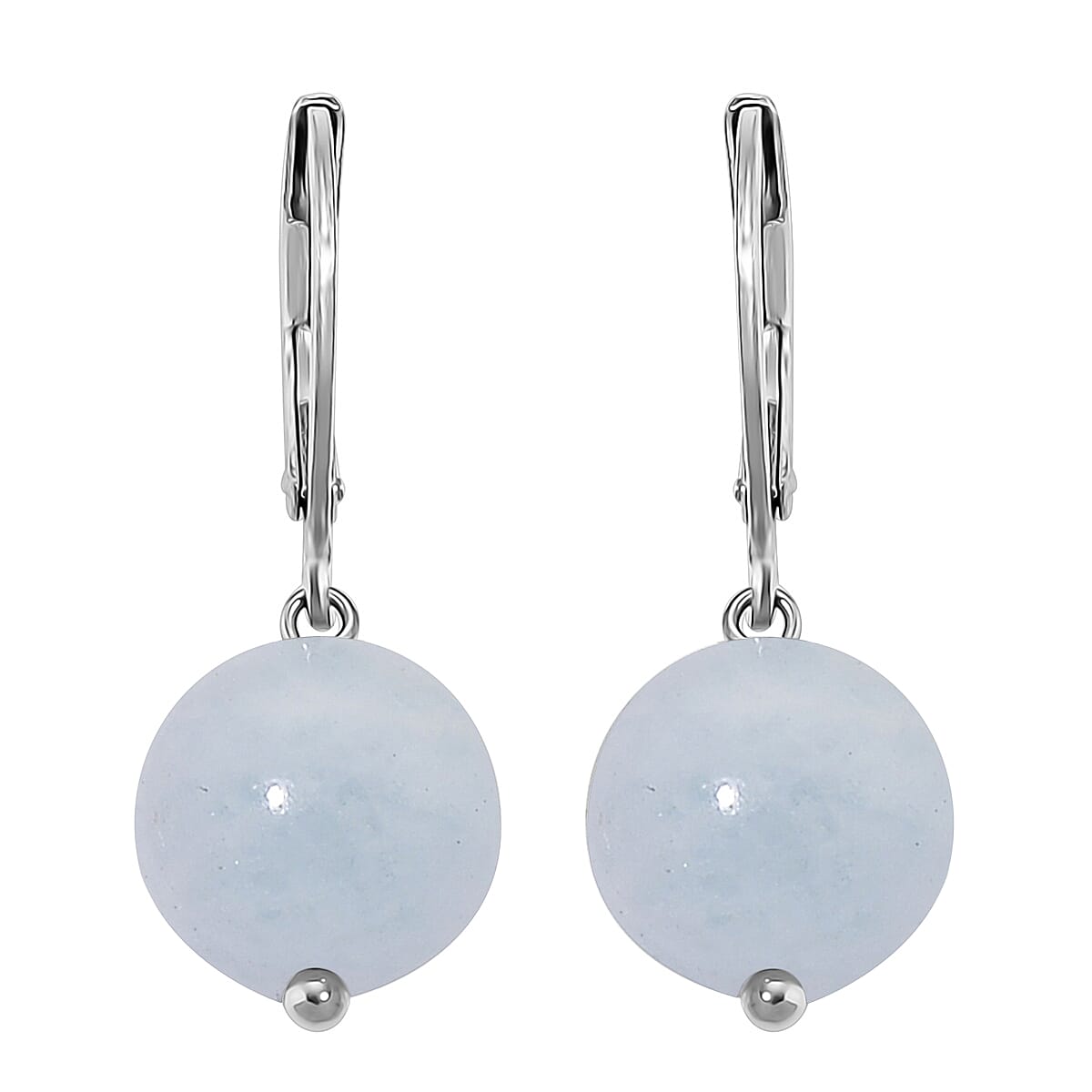 Dainty Aquamarine 15.00 ctw Beaded Lever Back Earrings in Stainless Steel