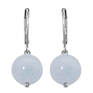 Dainty Aquamarine 15.00 ctw Beaded Lever Back Earrings in Stainless Steel
