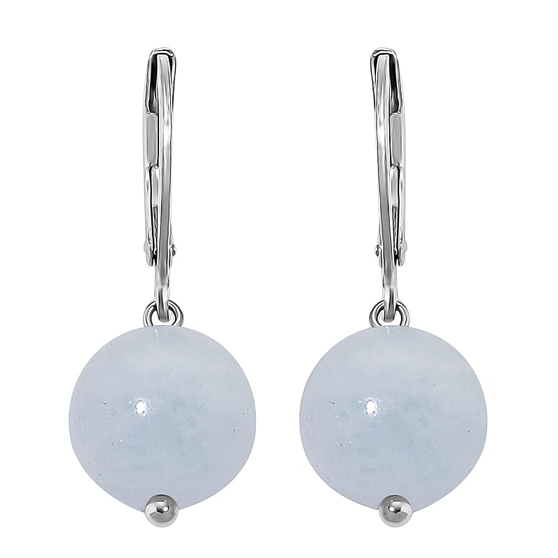 Dainty Aquamarine 15.00 ctw Beaded Lever Back Earrings in Stainless Steel
