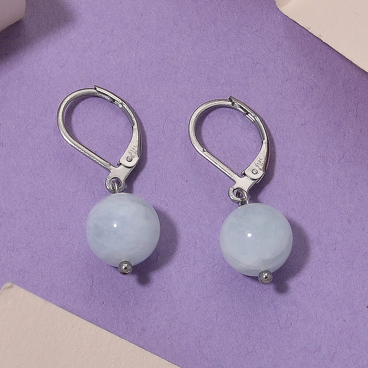 Dainty Aquamarine 15.00 ctw Beaded Lever Back Earrings in Stainless Steel image number 1