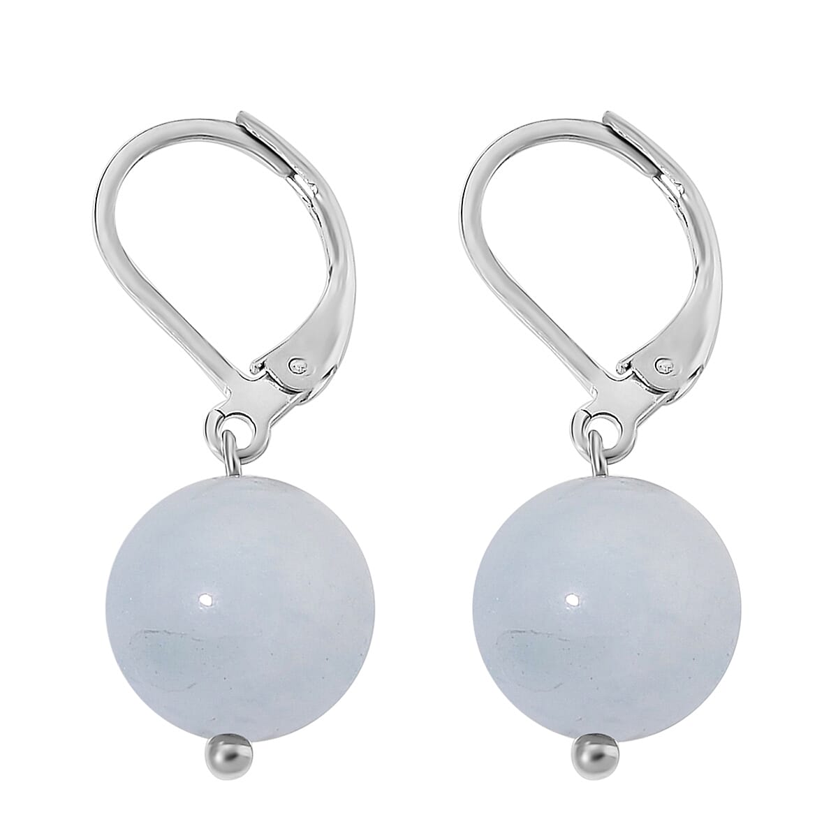 Dainty Aquamarine 15.00 ctw Beaded Lever Back Earrings in Stainless Steel image number 3
