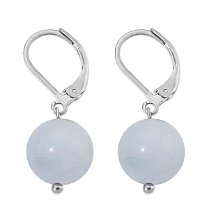 Dainty Aquamarine 15.00 ctw Beaded Lever Back Earrings in Stainless Steel