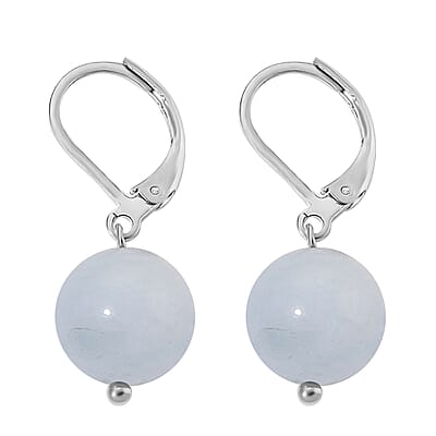 Dainty Aquamarine 15.00 ctw Beaded Lever Back Earrings in Stainless Steel