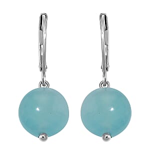 Dainty Amazonite 15.00 ctw Beaded Lever Back Earrings in Stainless Steel