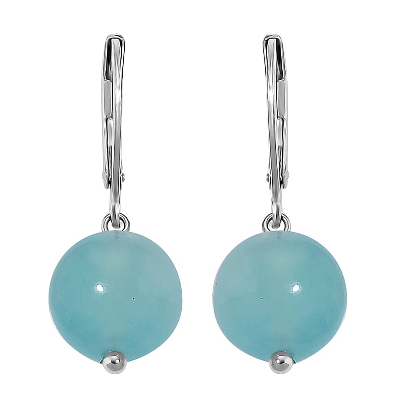 Dainty Amazonite 15.00 ctw Beaded Lever Back Earrings in Stainless Steel