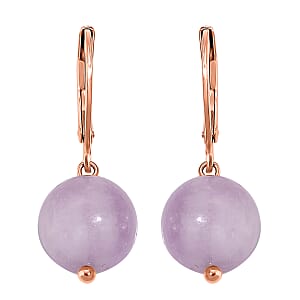 Dainty Kunzite 15.00 ctw Beaded Lever Back Earrings in ION Plated YG Stainless Steel