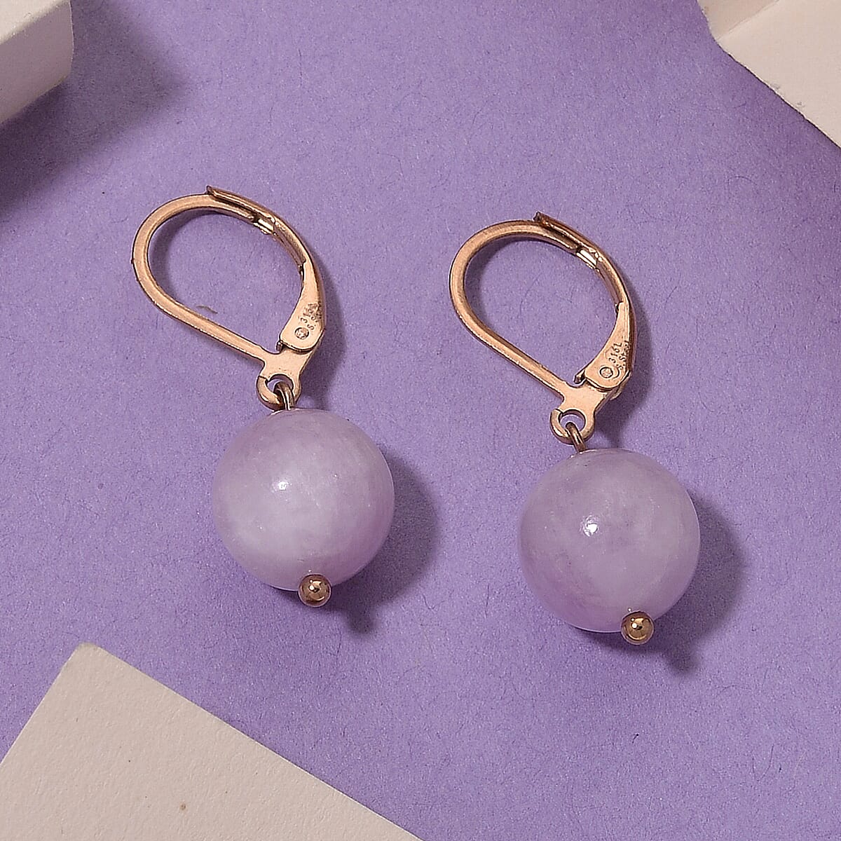 Dainty Kunzite 15.00 ctw Beaded Lever Back Earrings in ION Plated YG Stainless Steel image number 1
