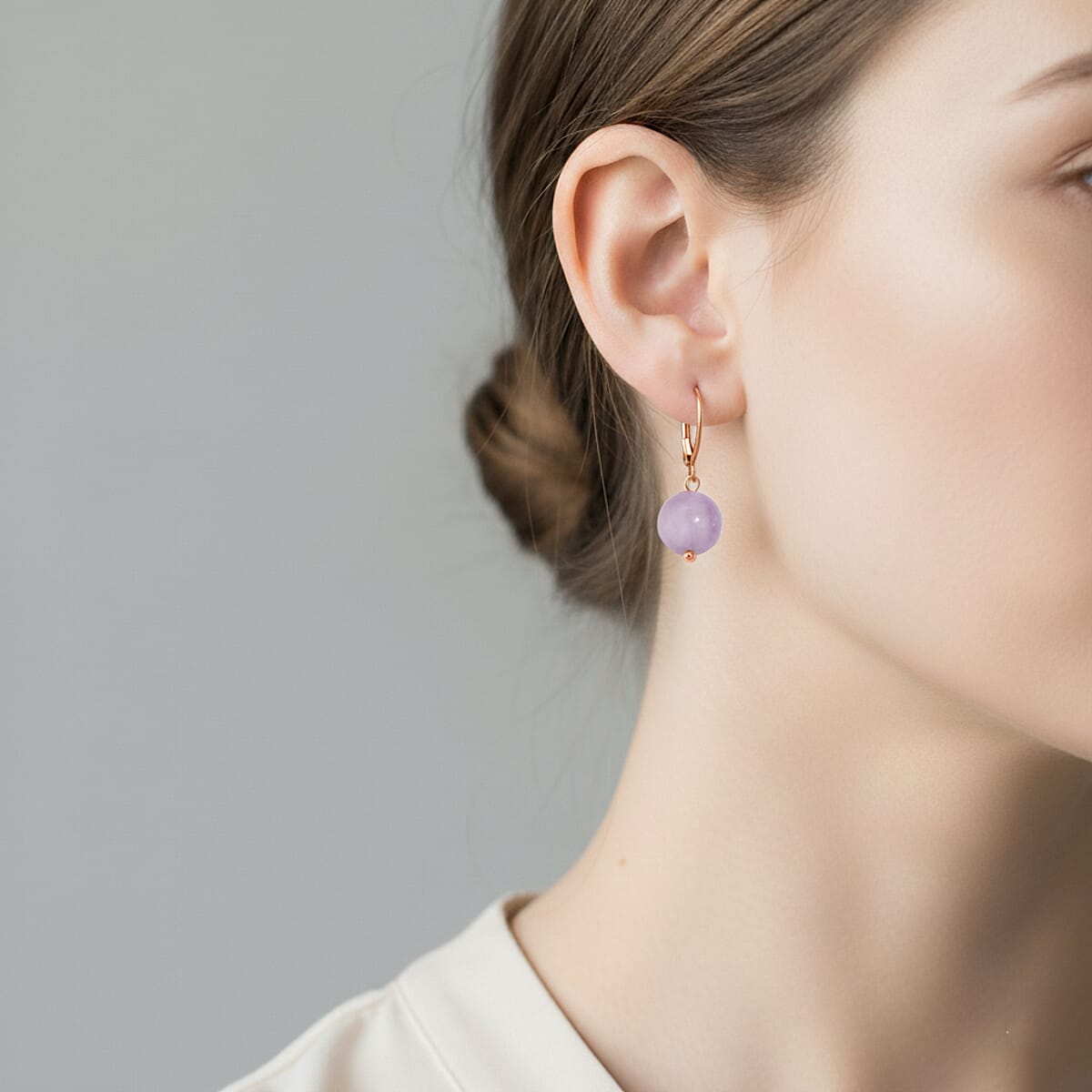 Dainty Kunzite 15.00 ctw Beaded Lever Back Earrings in ION Plated YG Stainless Steel image number 2