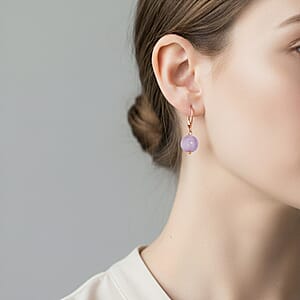 Dainty Kunzite 15.00 ctw Beaded Lever Back Earrings in ION Plated RG Stainless Steel