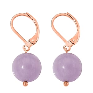 Dainty Kunzite 15.00 ctw Beaded Lever Back Earrings in ION Plated RG Stainless Steel