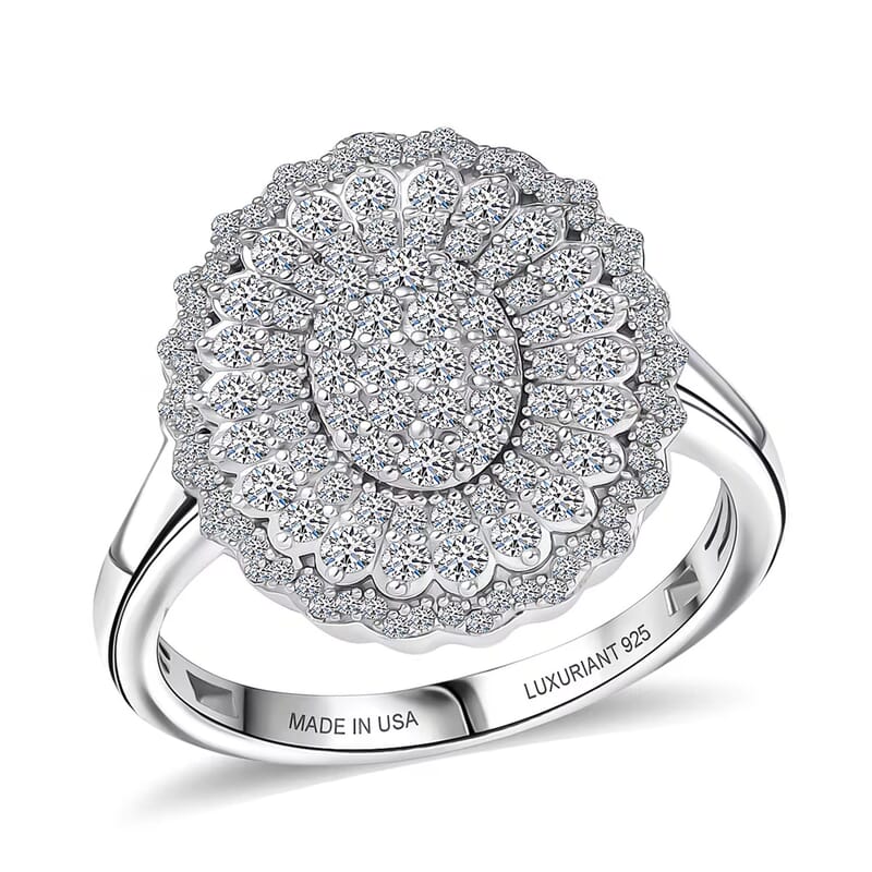 Luxuriant Lab Grown Diamond Ring in Rhodium Over Sterling Silver 1.00 ctw (Size 10.0)