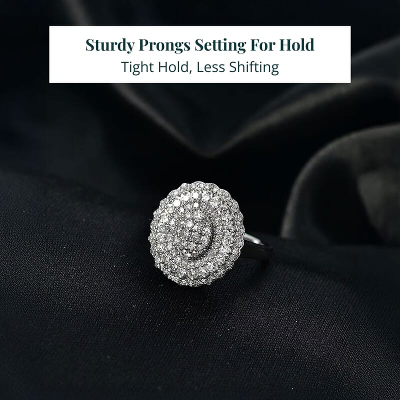 Luxuriant Lab Grown Diamond Ring in Rhodium Over Sterling Silver 1.00 ctw (Size 10.0)