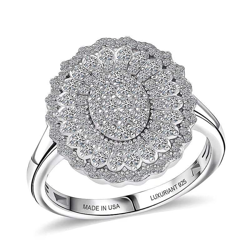 Luxuriant Lab Grown Diamond Ring in Rhodium Over Sterling Silver 1.00 ctw (Size 5.0)