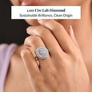 Luxuriant Lab Grown Diamond Ring in Rhodium Over Sterling Silver 1.00 ctw (Size 5.0)