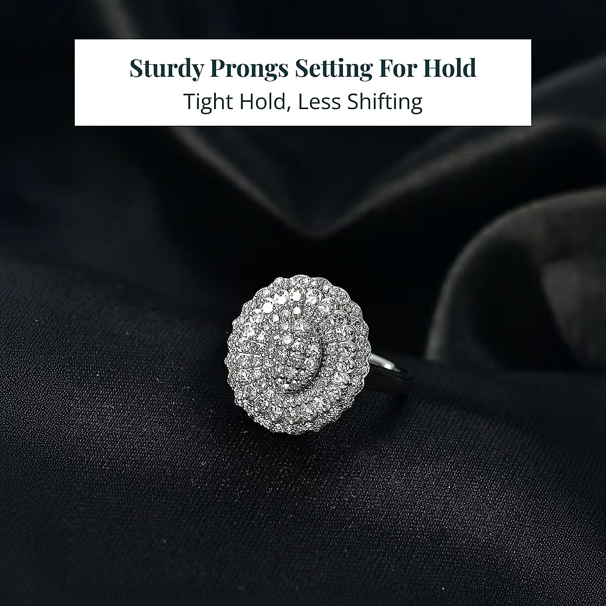 Luxuriant Lab Grown Diamond Ring in Rhodium Over Sterling Silver 1.00 ctw (Size 5.0) image number 4