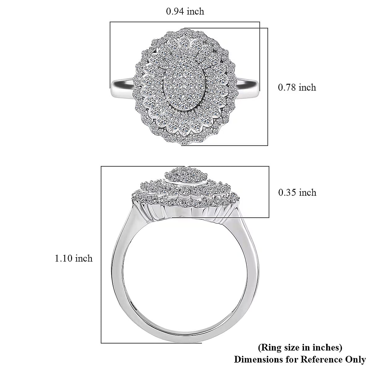 Luxuriant Lab Grown Diamond Ring in Rhodium Over Sterling Silver 1.00 ctw (Size 5.0) image number 6
