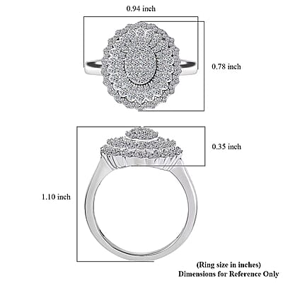 Luxuriant Lab Grown Diamond Ring in Rhodium Over Sterling Silver 1.00 ctw (Size 5.0)
