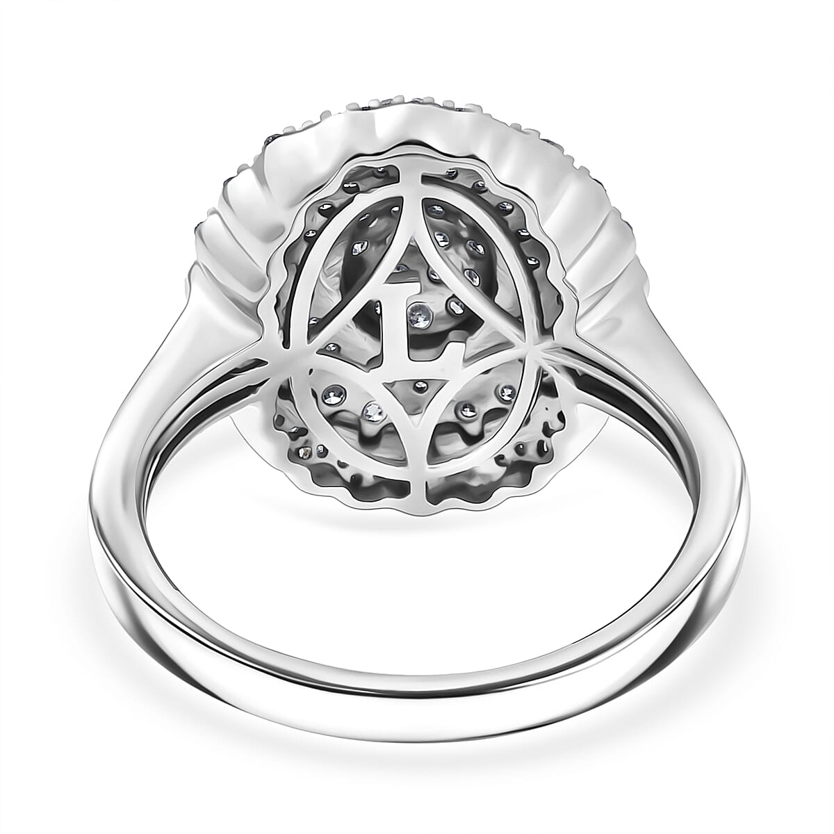 Luxuriant Lab Grown Diamond G-H SI 1.00 ctw Bloom Crest Ring in Rhodium Over Sterling Silver (Size 6.0) image number 4