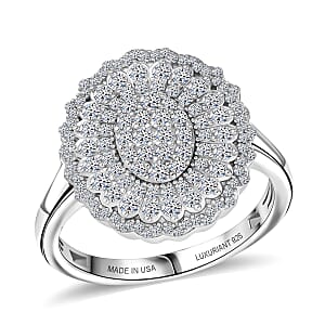 Luxuriant Lab Grown Diamond G-H SI 1.00 ctw Bloom Crest Ring in Rhodium Over Sterling Silver (Size 8.0)