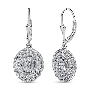 Luxuriant Lab Grown Diamond G-H, SI 1.00 ctw Bloom Crest Earrings in Rhodium Over Sterling Silver