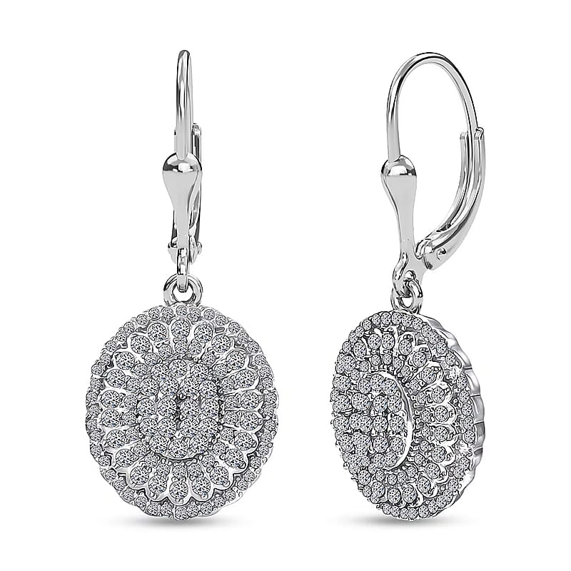 Luxuriant Lab Grown Diamond Earrings in Rhodium Over Sterling Silver 1.00 ctw