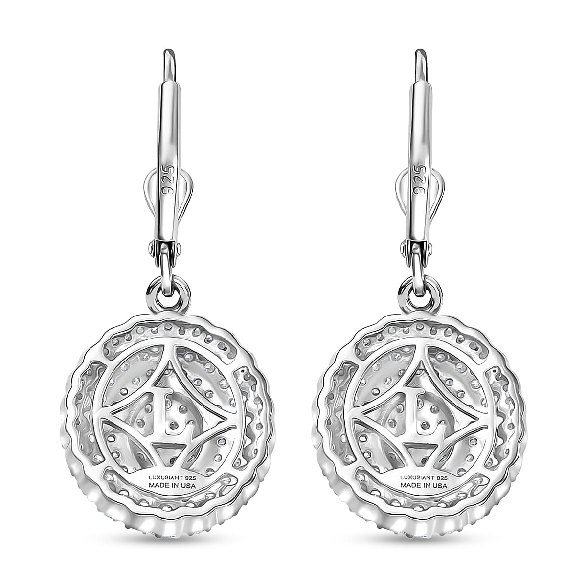 Luxuriant Lab Grown Diamond G-H, SI 1.00 ctw Bloom Crest Earrings in Rhodium Over Sterling Silver image number 3